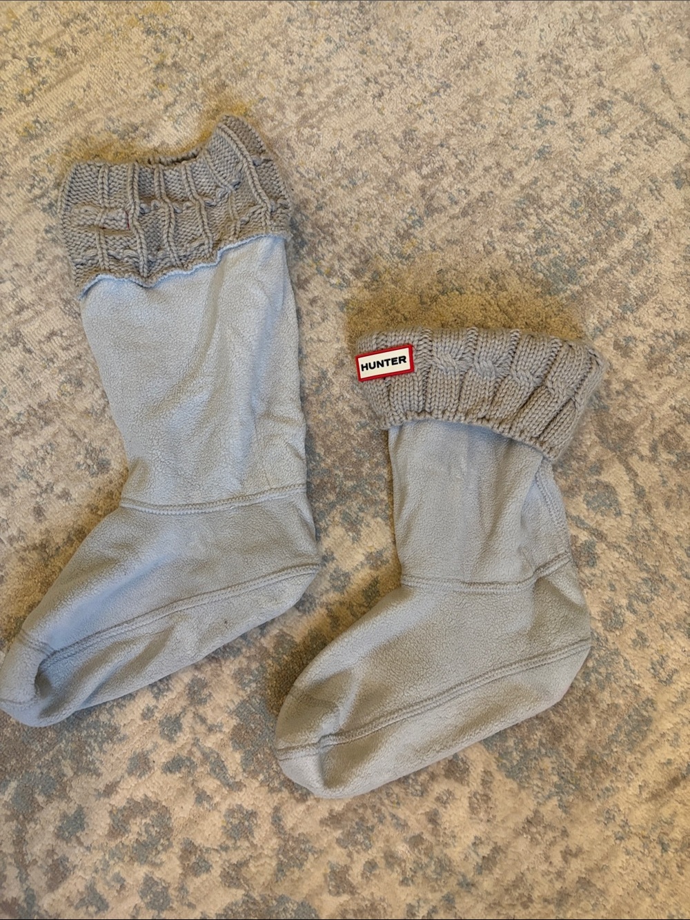 Hunter Light Gray Fleece Boot Liners with Knit Cuff
